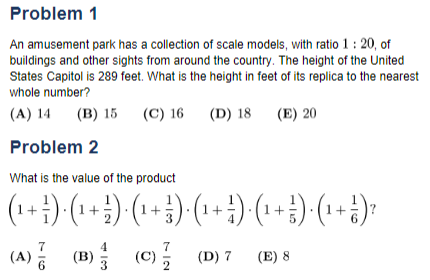 Two sample AMC multiple-choice problems