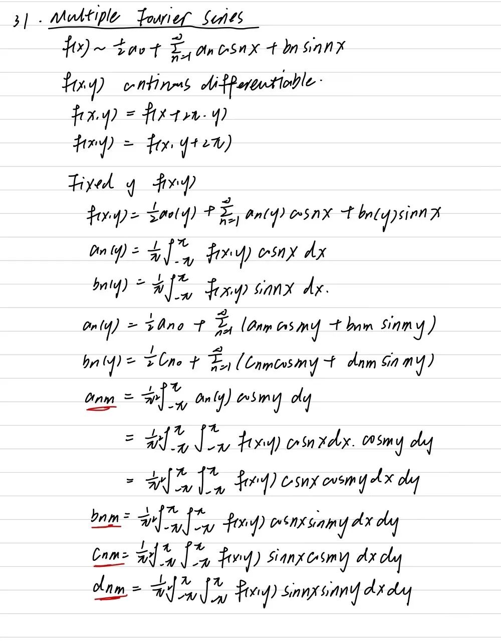Handwritten mathematics working