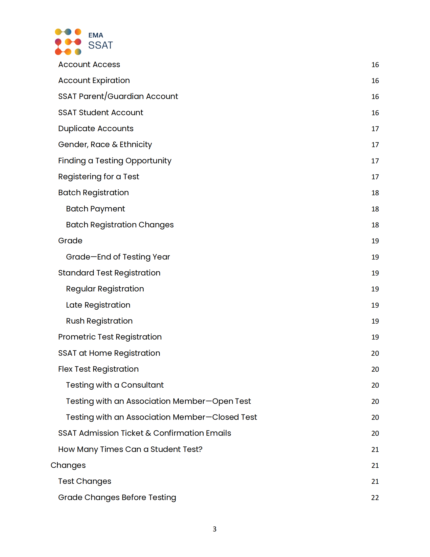 SSAT candidate handbook page