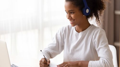 A student testing at home